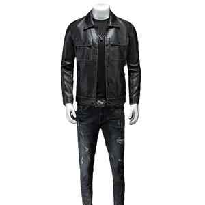 Venta al por mayor de moda chaqueta de cuero de vaca de los hombres de moda ligera con cremallera Ultimate Casual Street Style chaqueta de cuero - Product Image 3