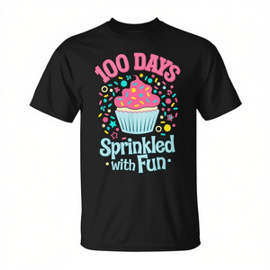 Camiseta con estampado de cupcakes para celebrar los 100 días, adornada con la frase '100 Days Sprinkled With Fun' - Product Image 2