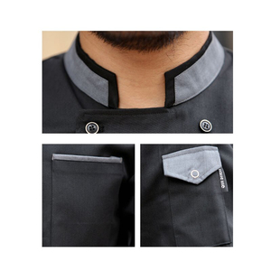 เสื้อโค้ทเชฟสำหรับทุกเพศ,เสื้อโค้ทแขนยาวปรับได้ชุดเครื่องแบบพนักงานเสิร์ฟเสื้อผ้าในครัวโรงแรมร้านอาหาร - Product Image 4