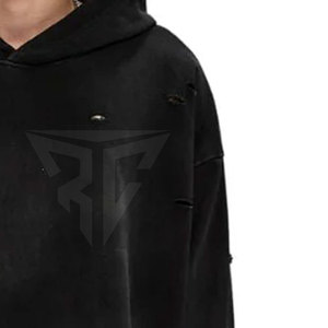 เสื้อมีฮู้ดสำหรับผู้ชายผ้าฝ้าย100% แบบมีลายสีทึบออกแบบได้ตามต้องการสำหรับฤดูหนาว - Product Image 3