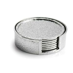 Premium <b>Silver</b> Metal <b>Coaster</b> Set with Contemporary Fluid Shape Design for Elegant Home Decor Protection Luxury Finish - Product Image 6