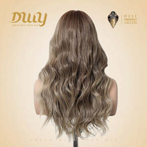 Isabella-DWY for Ombre Flax <b>Brown</b> Blonde Curly Synthetic <b>Wig</b> Light <b>Brown</b> Front T-Part Front T-Part Ombre Flax <b>Brown</b> Blonde Curly - Product Image 3