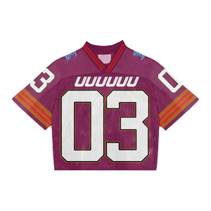 Personalice su marca Streetwear Football Jersey Trendy Mesh Crop Top Bordado Logo Design American Style Sports Shirt Unisex - Product Image 1