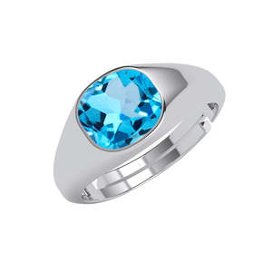 Anillos de Plata de Ley 925 de Primera Calidad para Hombre, Diseño Geométrico con Piedras de Topacio y Circonio, Chapado en Oro y Rodio, Joyería con Incrustaciones - Product Image 1