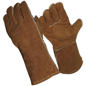 Guantes de Soldadura de Ajuste Cómodo con Forro de Cuero y Lino, Pantalla Táctil, Transpirables, Guantes de Seguridad para Exteriores - Product Image 1