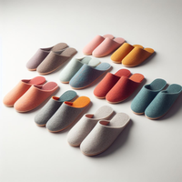 Chaussons Confort Vibrant Écologiques Respirants Antidérapants en Fourrure Douce Multicolores à Semelle Compensée en Feutre avec Doublure en Tissu Coton pour Hôtels Printemps-Automne