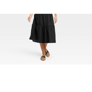 Abito Midi Nero Senza Maniche in Lino - Taglie da Donna S, XL, 2XL, 3XL, 4XL, Silhouette a Trapezio, Stile Casual, Lunghezza al Ginocchio, Design Formale - Product Image 3