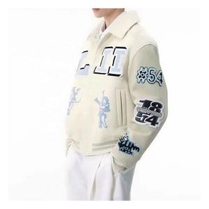 Competitive Price Men's Jackets High Impact Professionally Made Turn Over Collar Customized Patches Embroidery Varsity Jacket - Product Image 6