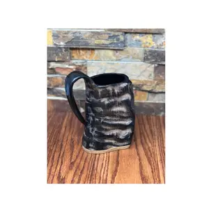 Viking bia Tankard làm bằng sừng trâu phù rể và trò chơi Quà tặng người đàn ông tốt nhất của cơ sở gỗ dài xử lý màu sừng tự nhiên