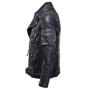 Vestes en cuir à fermeture éclair intégrale pour hommes, prix de gros personnalisé, nouvelle arrivée, couleur unie, respirante, personnalisable - Product Image 5