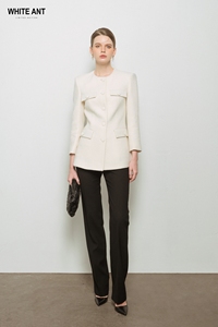 Breathable Formal Visco Silk Customized Packaging Made in Vietnam Manufacturer Ivory Wool Jacket Easy to Wear Anti-wrinkle - Product Image 2