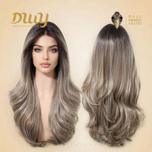 Liora-DWY SkinWeft High Quality Straight Glueless Synthetic <b>Wig</b> Transparent Front Adjustable 32 Inches Loose Wave Free Part" - Product Image 5