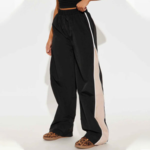 Pantalones Cargo para Mujer, Cintura Alta, Pierna Ancha, Bolsillos Casuales, Pantalones de Moda con Cordones Ajustables en las Piernas - Product Image 4