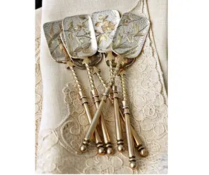 โบราณความงามคอนติเนนเงินและ Vermeil ไอศครีมช้อนโรงแรมแต่งงานสแตนเลสช้อนส้อมเครื่องเงินโลหะ Flatware - Product Image 1