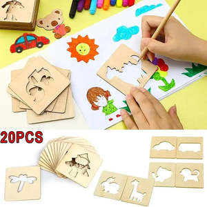 Plantillas de Dibujo de Madera Inspiradas en Montessori, 42 Piezas, Material PET, para Niños - Product Image 3