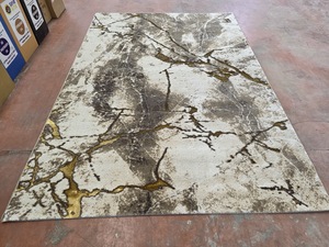 Alfombra de poliéster Adiva Shaggy de Gaziantep, tejida en jacquard, de pelo largo, acolchada, reversible, resistente a las manchas, fabricada a máquina, con base de yute. - Product Image 6