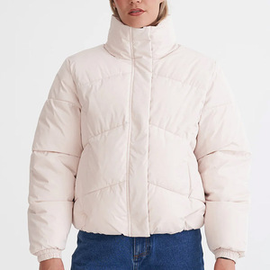 Chaqueta acolchada de cuello alto para mujer, abrigo de invierno acolchado con calor durante el clima frío, chaqueta acolchada verde marino para mujer - Product Image 4