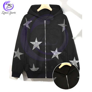 2025 nueva llegada Sudadera con capucha marrón chocolate para hombre Jersey de calidad Premium cremallera completa estilo Casual con diamantes de imitación para ropa de otoño - Product Image 1