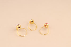 Belle Bijoux Classique 10x14mm Synthétique Rose Turquoise Bague Laiton Plaqué Or 18k Collet Réglage Forme Ovale Bague Réglable - Product Image 6