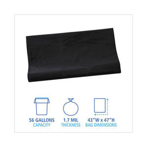 Forros Industriales para Contenedores Planos Boardwalk H8647WKK de 56 Galones, 1.7 Mil, 43 Pulgadas X 47 Pulgadas Negro Grueso 100/Cartón - Product Image 4