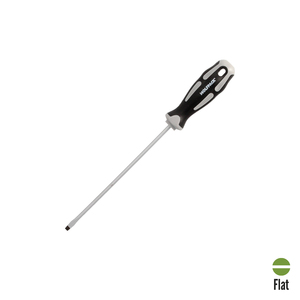 Cacciavite Piatto Stampato in Acciaio S2 con Impugnatura Bimateriale TPR Dimensioni 0,8 x O/ 4,0 x 150 mm. DIN5265 - Product Image 1