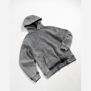 Sudadera con capucha personalizada de algodón 100% de gran tamaño lavada con ácido para hombre - Product Image 3