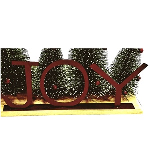Top vente pièce centrale classique Tradition mot JOY bouteille brosse arbre Table haut métal/PVC 28cm intérieur décoration de noël - Product Image 2