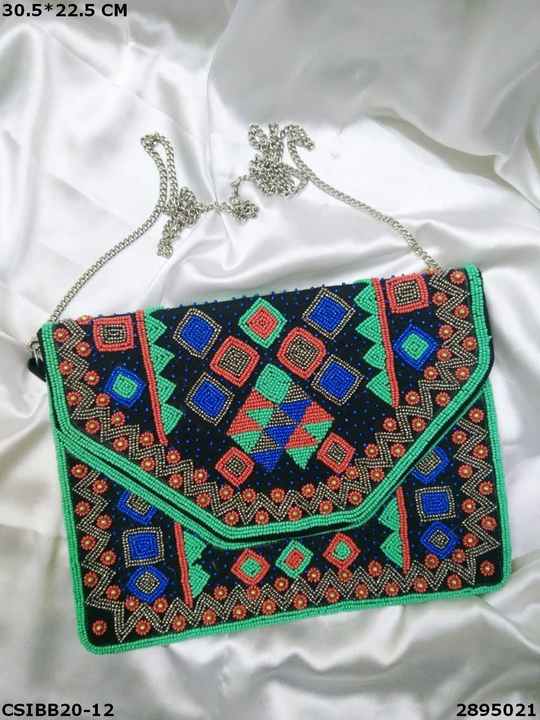 Evil Eye Artisan Handcrafted Designer Evening Ladies Clutch Bag Banjara Boho Stone Beaded Casual Style Leather Material