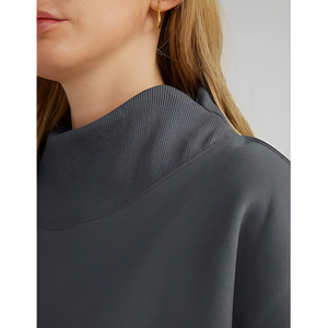 Best Selling Women's Solid Mock <b>Neck</b> Fleece Sweatshirt Quick Dry Casual Wear Lightweight Customized Logo Printing - Product Image 6