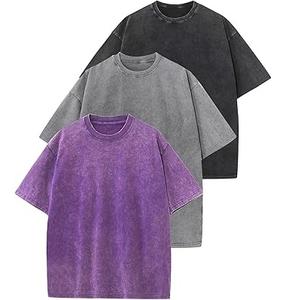 Logo personnalisé T-shirt surdimensionné pour hommes Épaule lourde tombante Soleil Délavé Graphique Demi Manches Style Vintage Respirant 100% Coton - Product Image 3