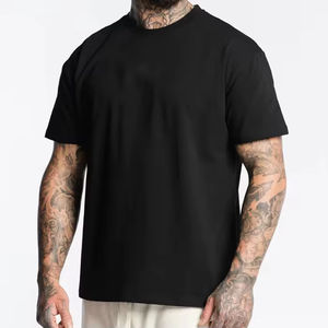 Camiseta para hombre de aspecto cómodo, camiseta suave de tela a base de algodón de gran tamaño con hilo alto - Product Image 1