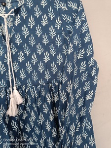 ชุดเดรสสั้นสำหรับผู้หญิงชุดเดรสสั้นสำหรับใส่ลำลองแบบอินเดียพิมพ์ลายบล็อคทำด้วยมือ - Product Image 6