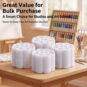 <span class=keywords><strong>Palette</strong></span> de <span class=keywords><strong>peinture</strong></span> jetable en plastique en forme de fleur de 11,5 cm, 8 godets à <span class=keywords><strong>peinture</strong></span>, 2 zones de mélange, blanc transparent, pour aquarelle, acrylique, gouache, art - Product Image 3