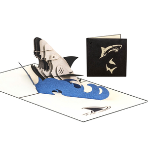 Carte de vœux 3D pop-up requin, carte pop-up requin en colère, carte pop-up 3D, carte de vœux artisanale, carte d'anniversaire 3D, requin marin - Product Image 2