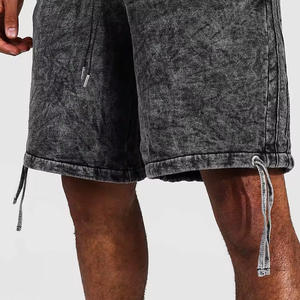Best Seller Custom Men's High Street Acid Wash Cotton <b>Shorts</b> Unisex Sizes Comfortable Fit Solid Mesh Pattern <b>Decoration</b> - Product Image 5