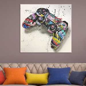 Arte en Lienzo con Diseño de Control de Videojuegos: Decoración Urbana para Cuartos de Gamers, Lienzo Enrollado - Product Image 1