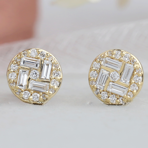 Tendance 3.20ctw Baguette Cut Cluster Stud Véritable Diamant Boucles D'oreilles 10k Or Massif Plaqué Or Drop Dangle Occasions De Mariage - Product Image 1