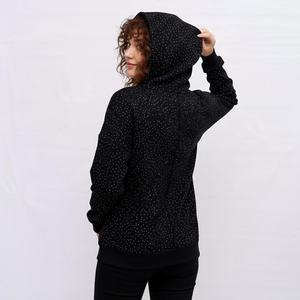 Pull à col rond en coton biologique 100% pour homme, personnalisé, entièrement recouvert de strass, confortable, lourd, à manches longues, décontracté, avec cordon de serrage et fermeture éclair - Product Image 2
