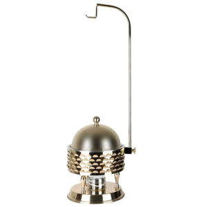 Olla Caliente Redonda Dorada Vintage, Calentador de Comida de Metal Hecho a Mano con Equipo de Servicio de Plata Martillada para Restaurante de Hotel - Product Image 6