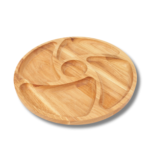 Tabla de servir de madera de roble retorcida de 30 cm con 4 compartimentos, acabado con aceite vegetal, tabla para queso y aperitivos, logotipo personalizado - Product Image 3
