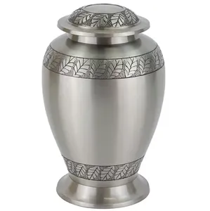 Cendres humaines pour funérailles en métal classique Matt Bronze urnes de crémation et taille personnalisée urnes commémoratives en vert - Product Image 2