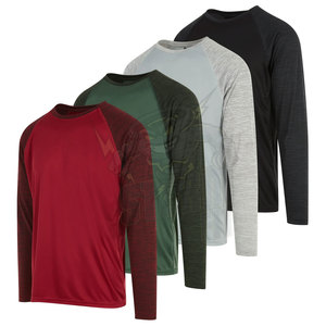 T-shirts à manches longues pour hommes vêtements en vrac Performance chemises athlétiques évacuation de l'humidité t-shirts d'entraînement à séchage rapide légers - Product Image 6