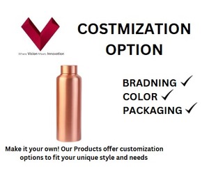 Bouteille en cuivre mat 1L avec logo personnalisé, artisanat en cuivre pur pour une hydratation améliorée, flacon en cuivre mat 1L, verres en cuivre - Product Image 3