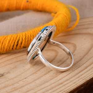 Oyster <b>Turquoise</b> Sterling Silver <b>Ring</b> Handmade Boho Statement Jewelry Southwest Gemstone <b>Ring</b> Gift for Her - Product Image 4