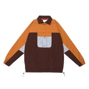 Veste Anorak Coupe-Vent Femme Personnalisable avec Logo, Blocs de Couleurs, Boutons, Demi-Zip, Style Rétro, Légère, pour Randonnée en Extérieur - Product Image 1