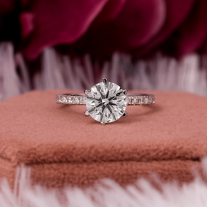 2.00CT Round Cut Lab Grown Diamond Pave Setting Bague de fiançailles Platine Trendy Style Accent Gift Certified Diamond Ring - Product Image 2