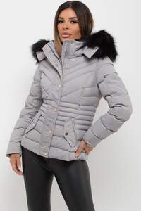 Nouveau design Veste polaire grise OEM pour femmes avec capuche Veste à glissière et bulle Veste en duvet matelassée d'hiver pour femmes - Product Image 2