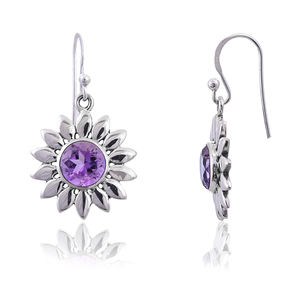 Amethyst Sterling Silver Earrings Lightweight Women's Wedding Party Gift Wholesale - Product Image 2