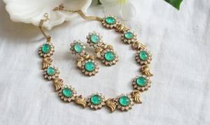 Ensemble de colliers Polki de créateur de luxe en plaqué or avec boucles d'oreilles Bijoux de mariée pour mariage et fête - Product Image 2