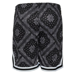 Shorts de basket-ball personnalisés à imprimé bandana noir pour hommes, streetwear, shorts d'entraînement athlétique en mesh - Product Image 2